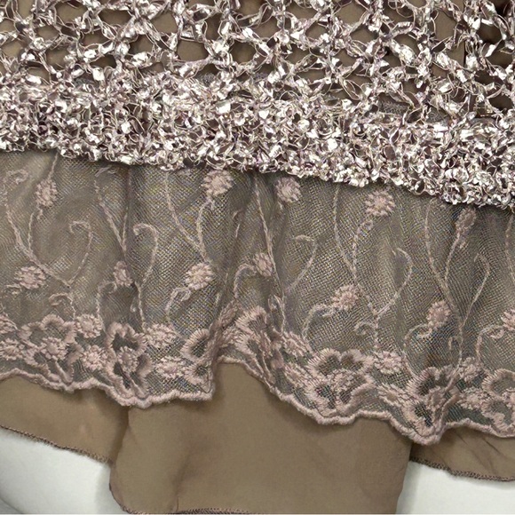 John Fashion Sweater Women's XL Brown Chiffon Uderlayers Open Knit Boho NEW - Picture 16 of 16